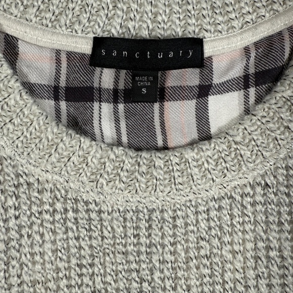 Sactuary Sweater Womens Small Light Gray Plaid Lined Long Sleeve Wool Blend - Picture 5 of 15